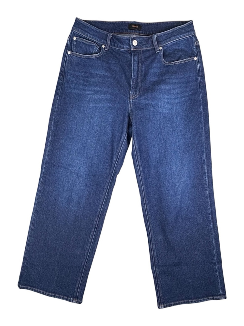 Quince Wide Leg Cropped Jeans Womens 32 Comfort Stretch High Rise Stormy Blue